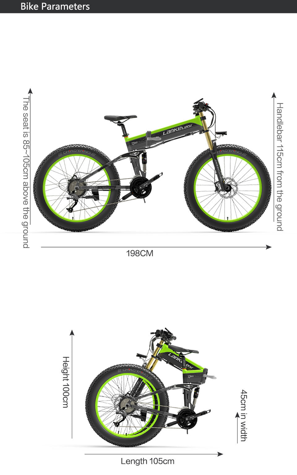 Lankeleisi XT750 Plus folding 1000W 26" Fat Bike