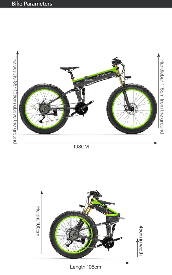 Lankeleisi XT750 Plus folding 1000W 26" Fat Bike