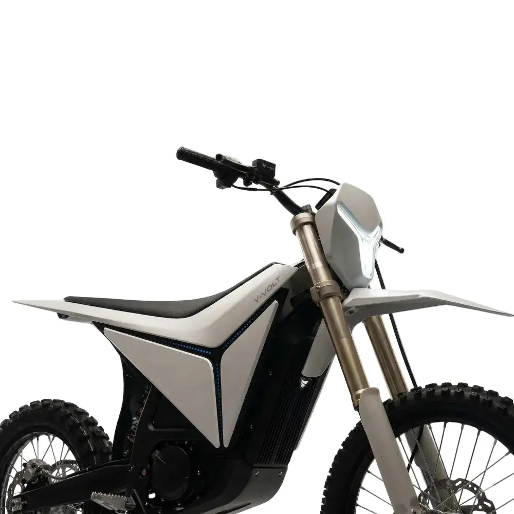 Y-Volt Surge V electric bike battery by The Ebike Shop, showing a sleek black and silver battery for e-bike power.
