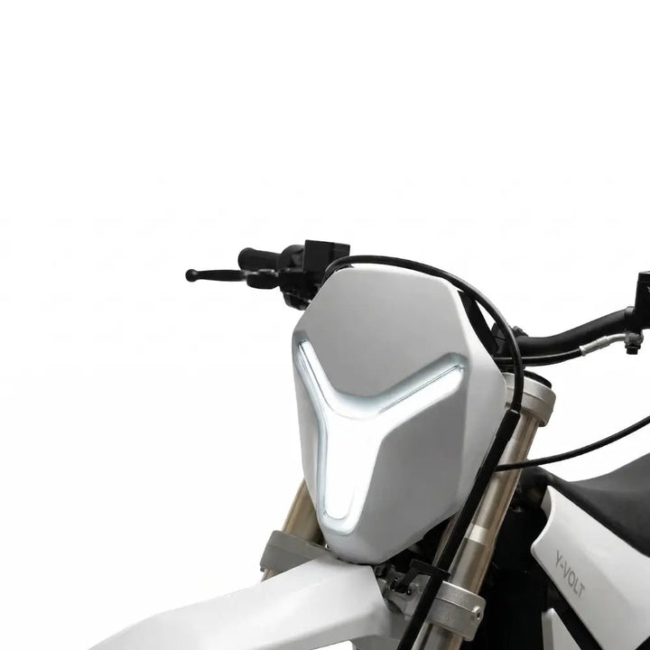 Y-Volt Surge V electric bike battery from The Ebike Shop, showing sleek black design with connection ports and branding.