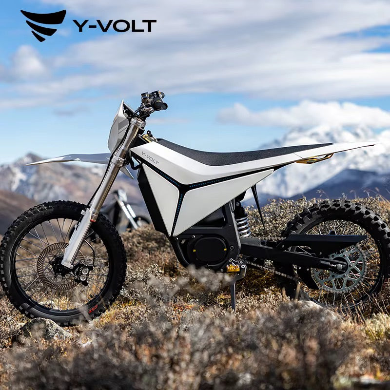 Y-Volt Surge V electric bicycle battery from The Ebike Shop, showing the sleek black and red design with branding details.