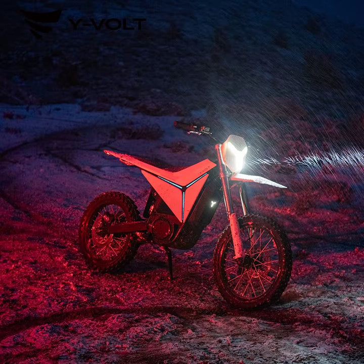 Y-Volt Surge V electric bike battery by The Ebike Shop showing sleek black design and charging ports