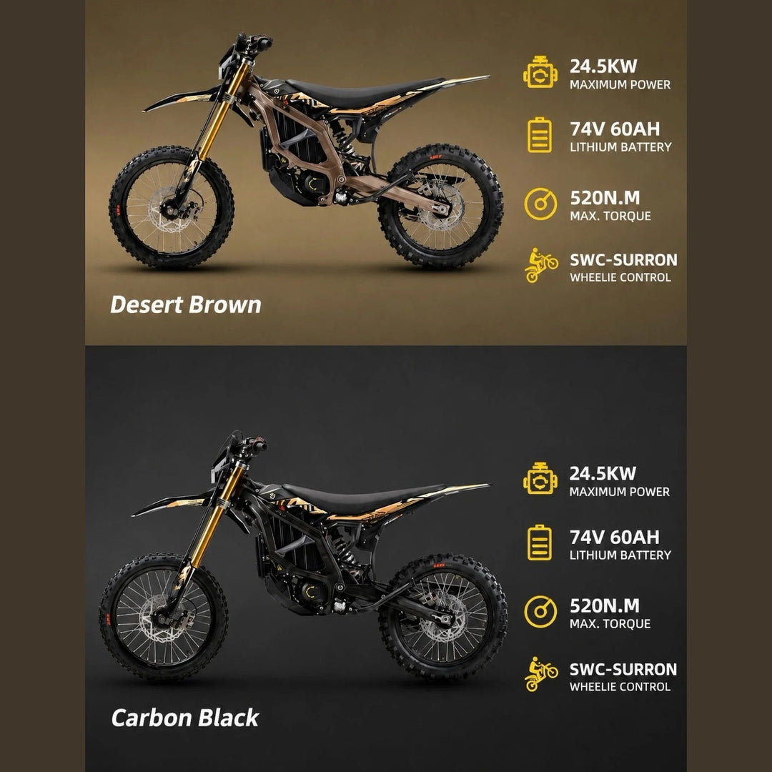 Surron Ultra Bee HP X 2026 electric mountain bike with sleek frame and off-road tires, designed for high-performance riding.