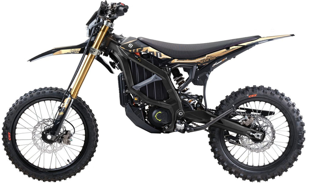 Surron Ultra Bee HP X 2026 electric bike with sleek frame and off-road tires, designed for high performance and adventure.
