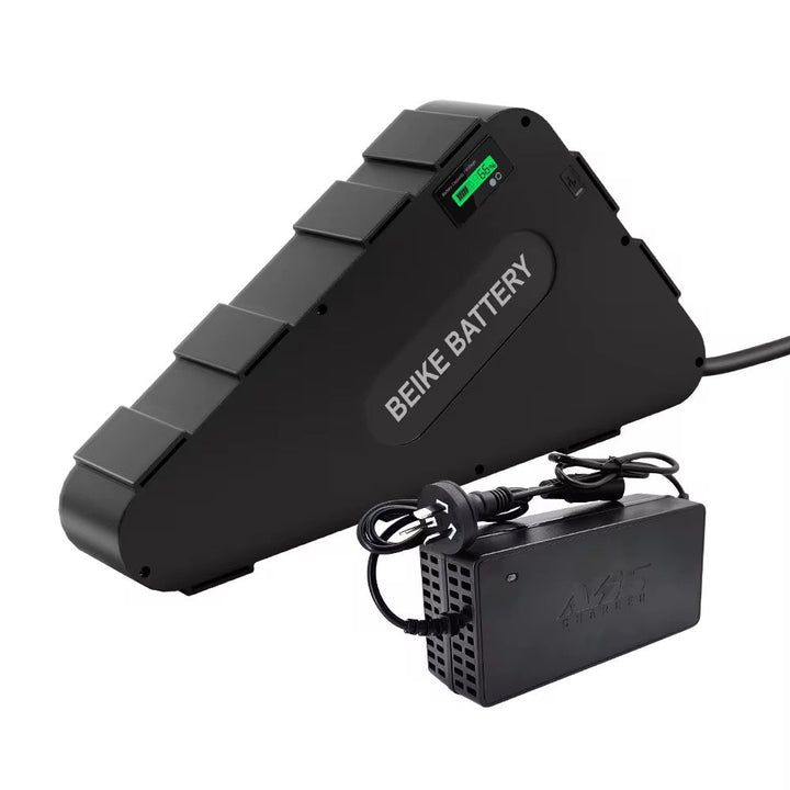 UK stock Triangle downtube eBike battery with LG cells, 52V 20Ah, 25Ah, or 30Ah capacity, designed for electric bikes.