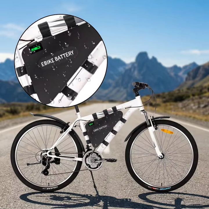 UK stock Triangle downtube 52V ebike LG battery with 20Ah, 25Ah, or 30Ah capacity for electric bikes.