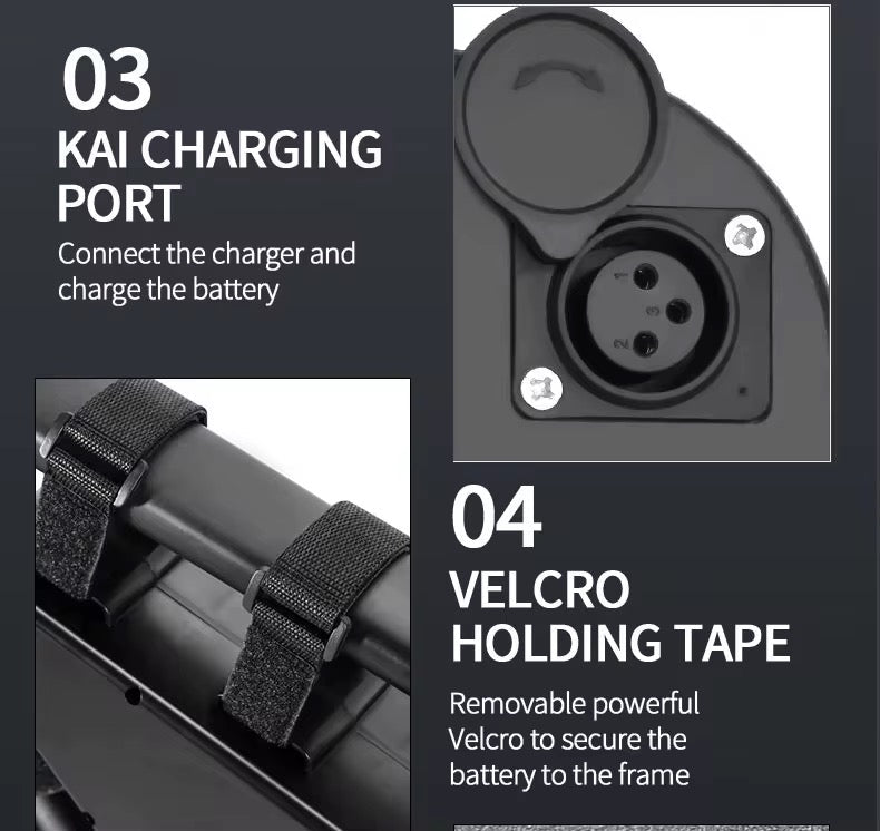 UK stock Triangle downtube LG ebike battery with 52V 20Ah, 25Ah, or 30Ah capacity, designed for electric bikes.