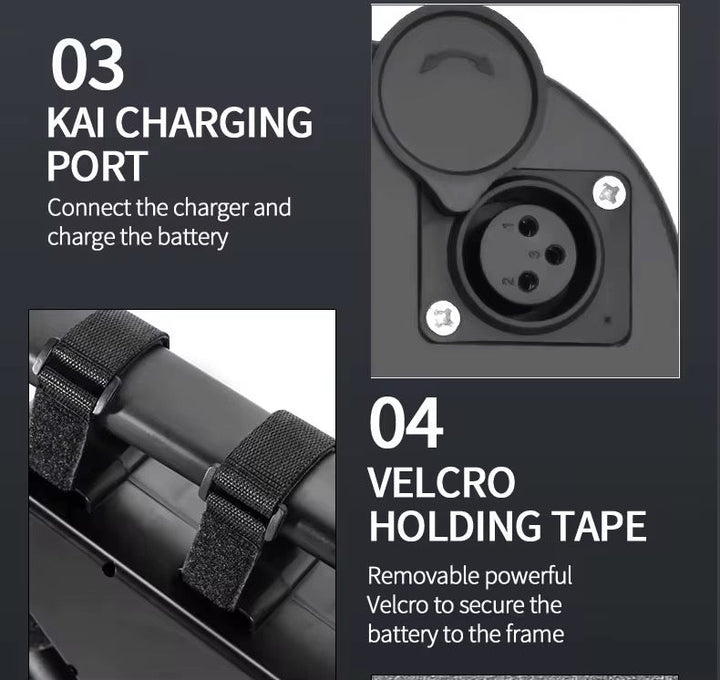 UK stock Triangle downtube LG ebike battery with 52V 20Ah, 25Ah, or 30Ah capacity, designed for electric bikes.