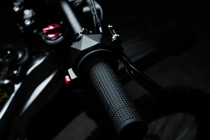 Close-up of the black 79BIKE Falcon Pro electric bike, showing its sleek frame and modern design from The Ebike Shop.