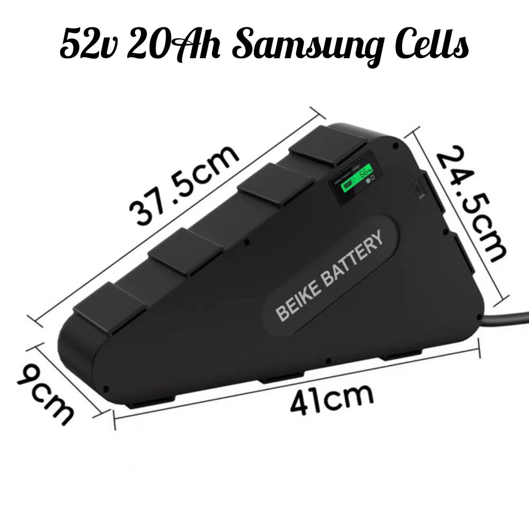 52V 2000W Ebike kit battery for electric conversion kits, showing a high-capacity rechargeable battery from The Ebike Shop.