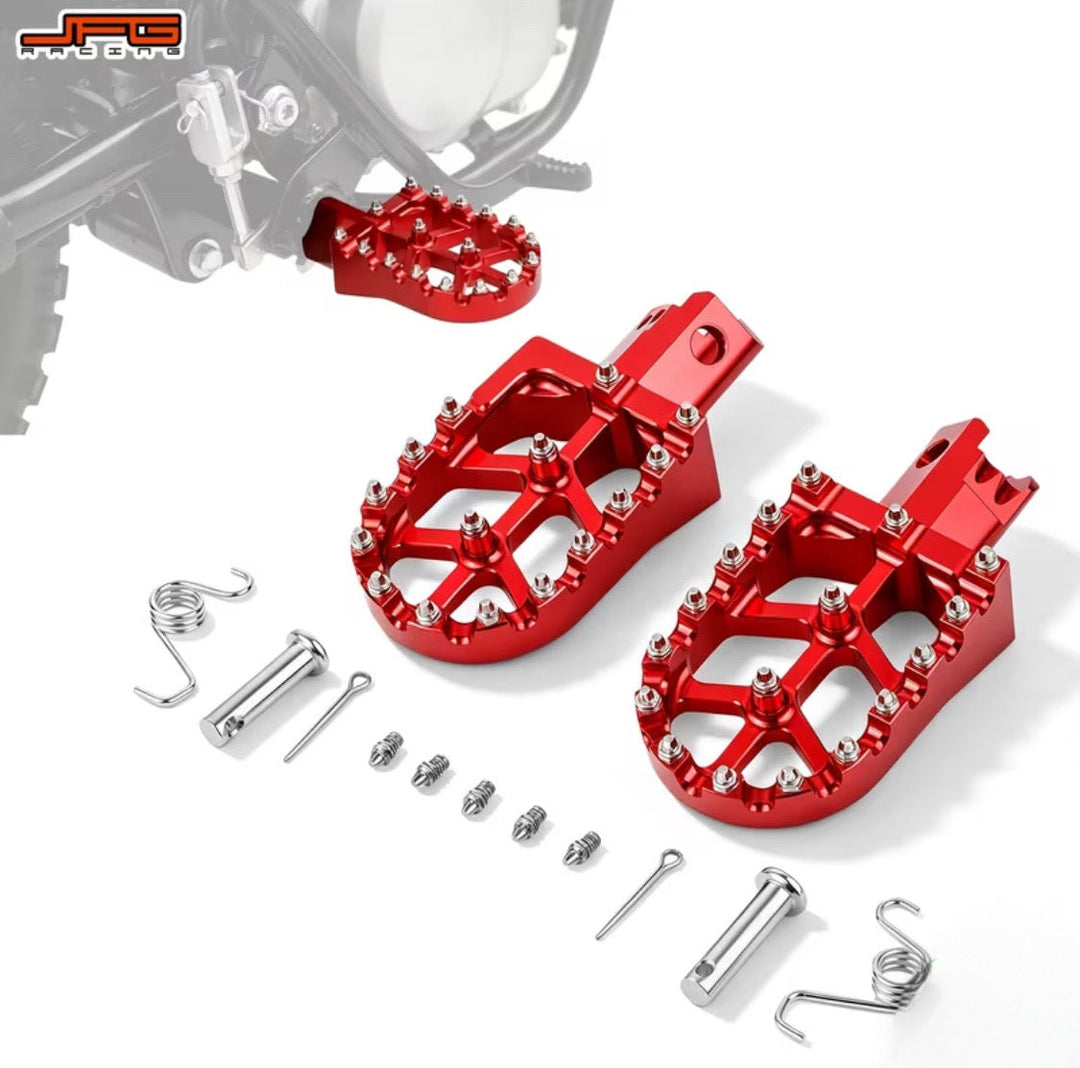 Foot pegs for Surron Light Bee X electric bike, durable metal footrests with textured surface for rider stability.