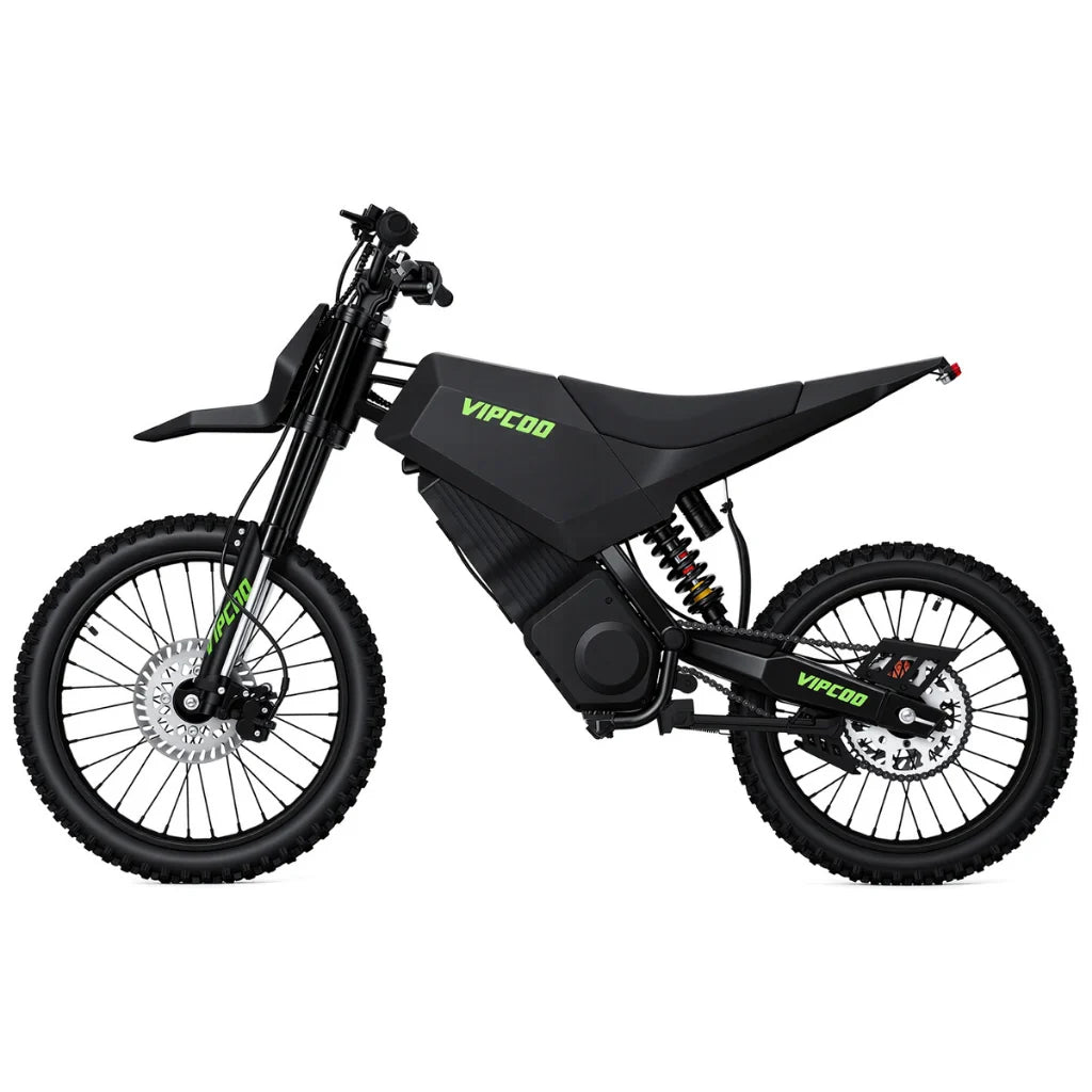 Electric dirt bike VIPCOO H6 from The Ebike Shop with rugged tires and sporty design, perfect for off-road riding and outdoor adventures.