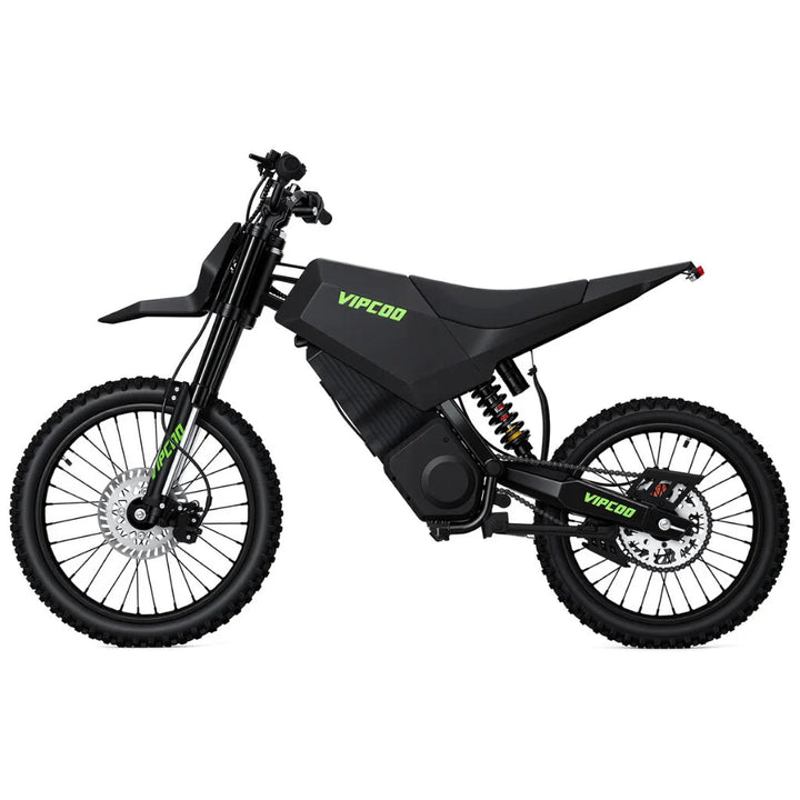 Electric dirt bike VIPCOO H6 from The Ebike Shop with rugged tires and sporty design, perfect for off-road riding and outdoor adventures.