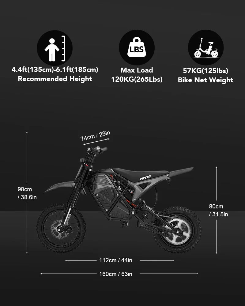 VIPCOO H3 ELECTRIC DIRT BIKE
