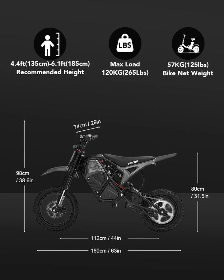 VIPCOO H3 ELECTRIC DIRT BIKE